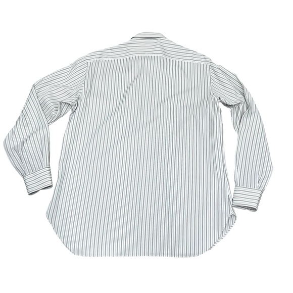 BRIONI WHITE WITH BLUE, BLACK & GRAY STRIPES DRESS SHIRT - Picture 3 of 11